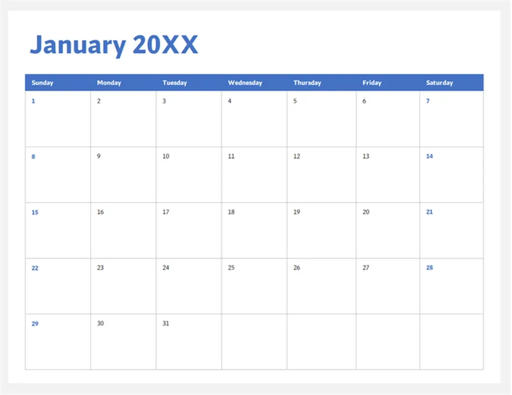 Blank Calendar Templates Microsoft Create