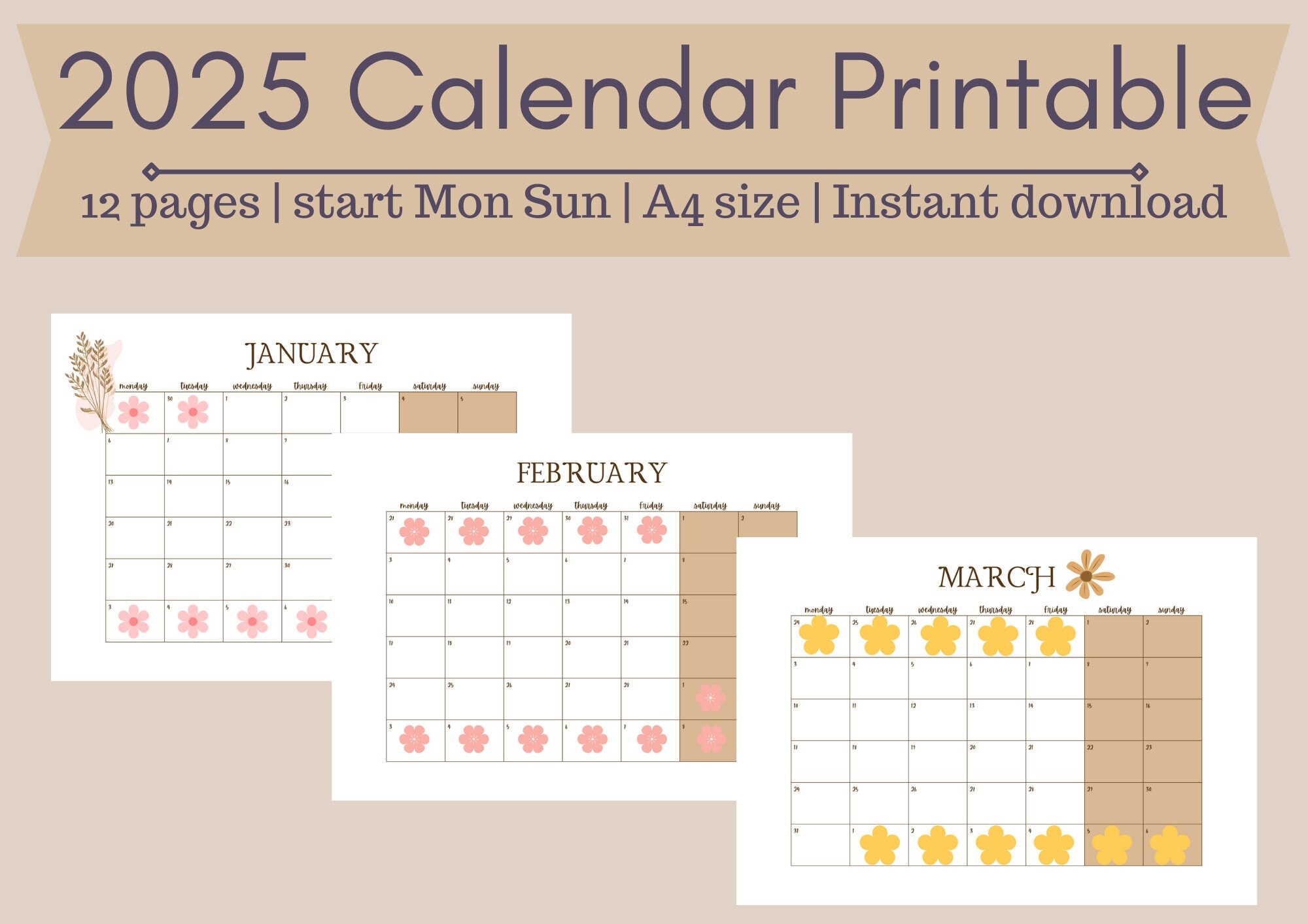 Calendar 2025 Printable It Girl Calendar 2025 Printable Calendar Calendar 2025 2025 Calendar Academic Calendar Aestheticmonthlyplanner Etsy