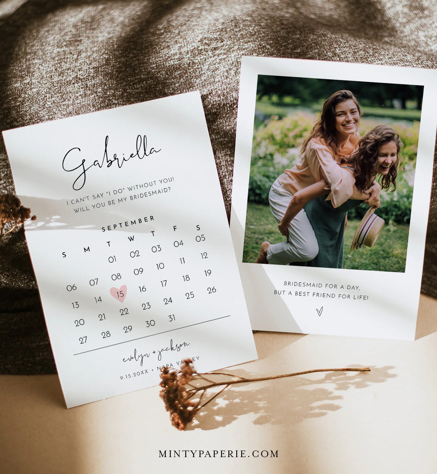 Calendar Bridesmaid Proposal Photo Will You Be My Bridesmaid Card Maid Of Honor Flower Girl 100 Editable Instant Download 0031 111BMB