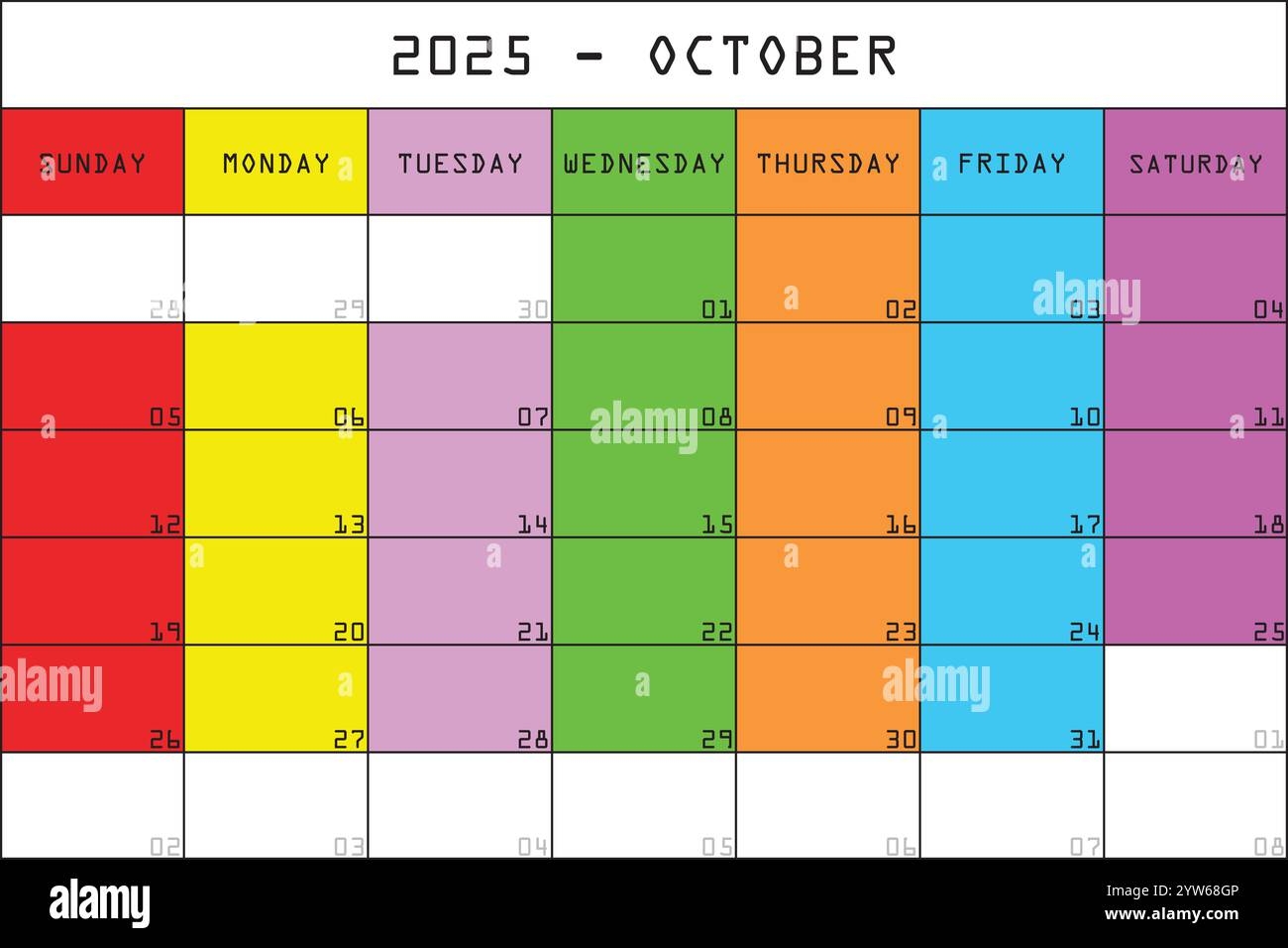 calendar october 2025 stock vector images alamy