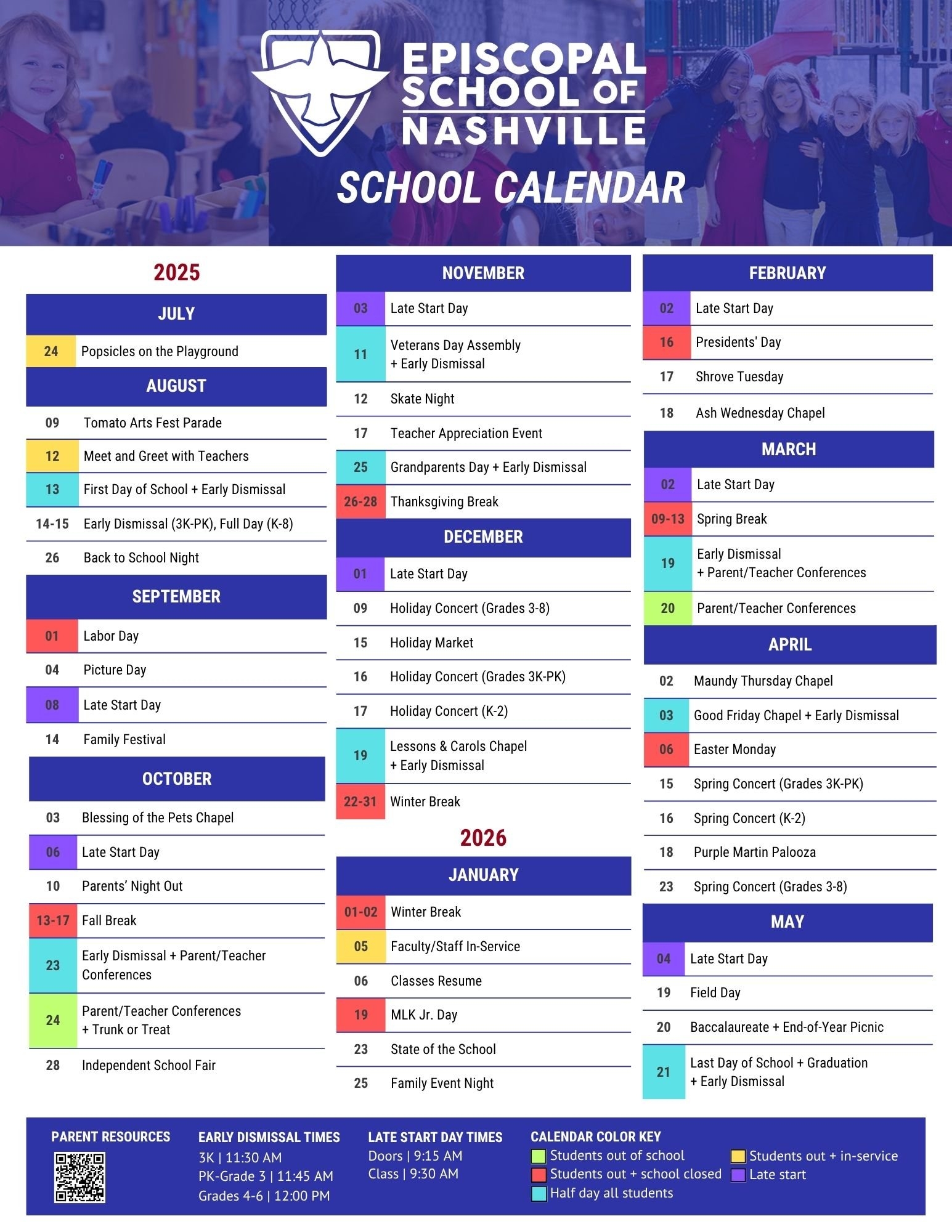 Calendar Of Episcopal School Of Nashville Episcopal School Of Nashville
