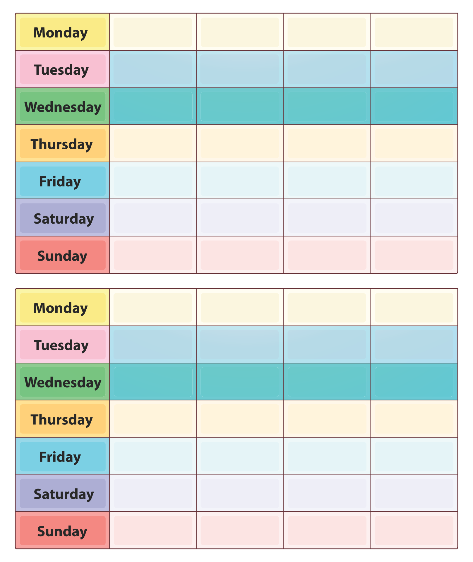 calendar two weeks printable