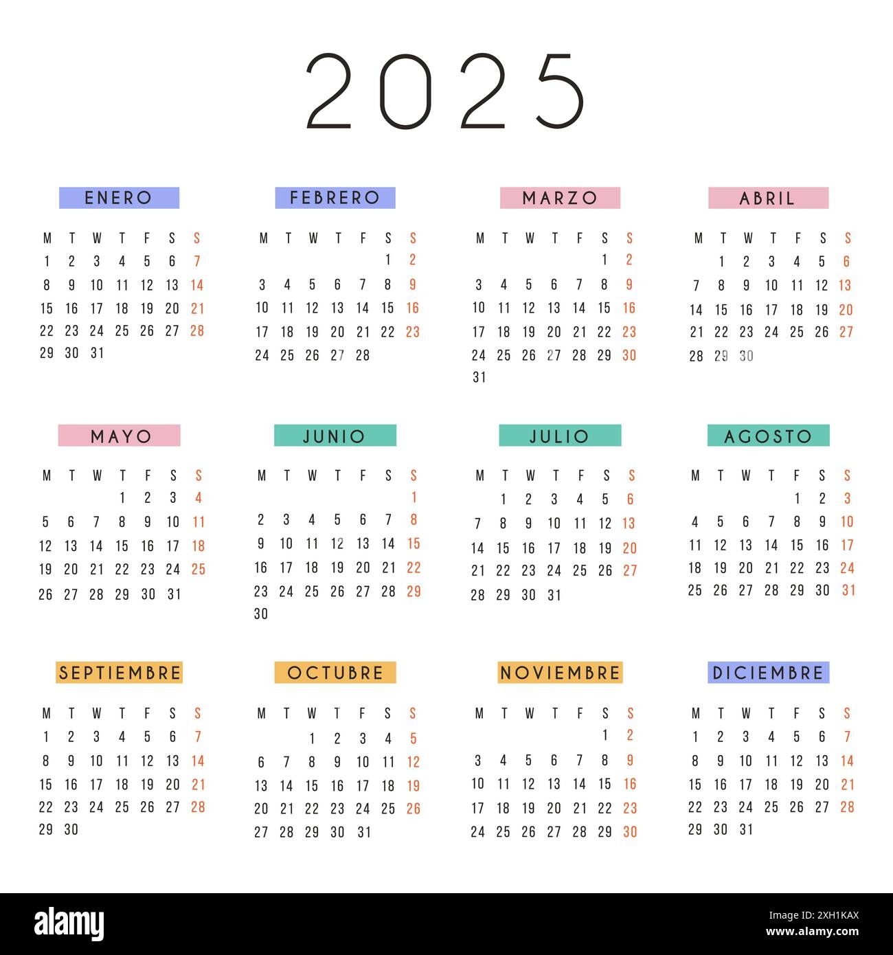 Printable Calendar 2025 Espanol