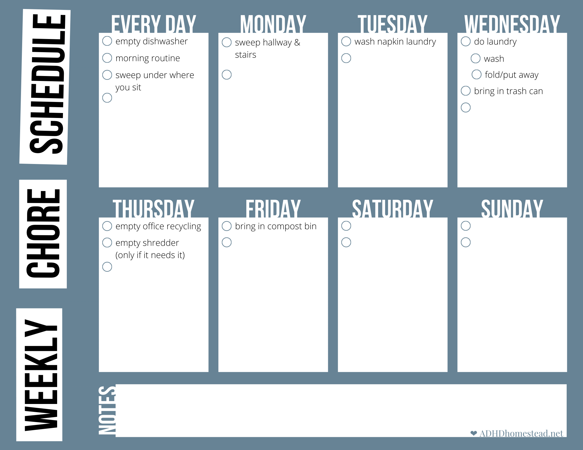 chore schedule template printable the adhd homestead