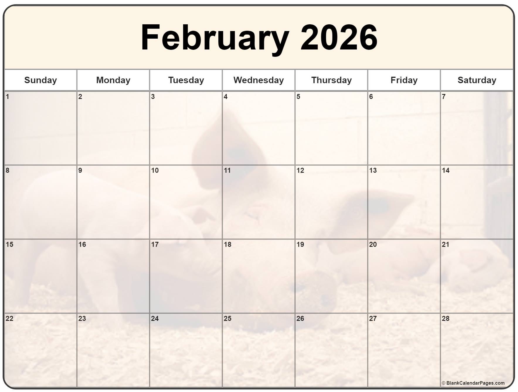 Feb 2026 Calendar Printable