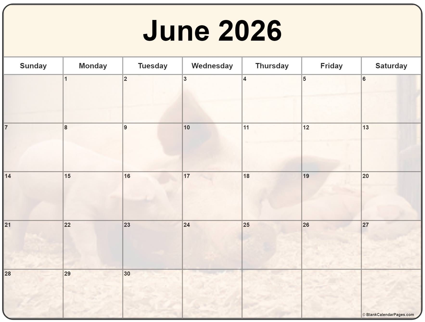 Collection Of June 2026 Photo Calendars With Image Filters 