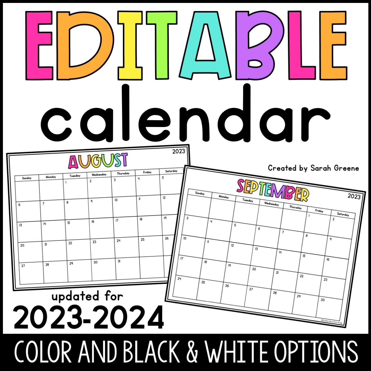 Printable Calendar Editable