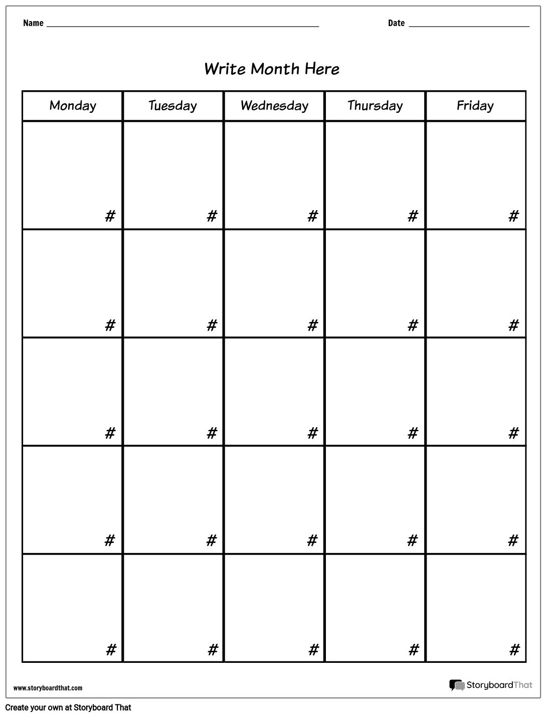 Create Printable Calendars With Storyboard That In 2025