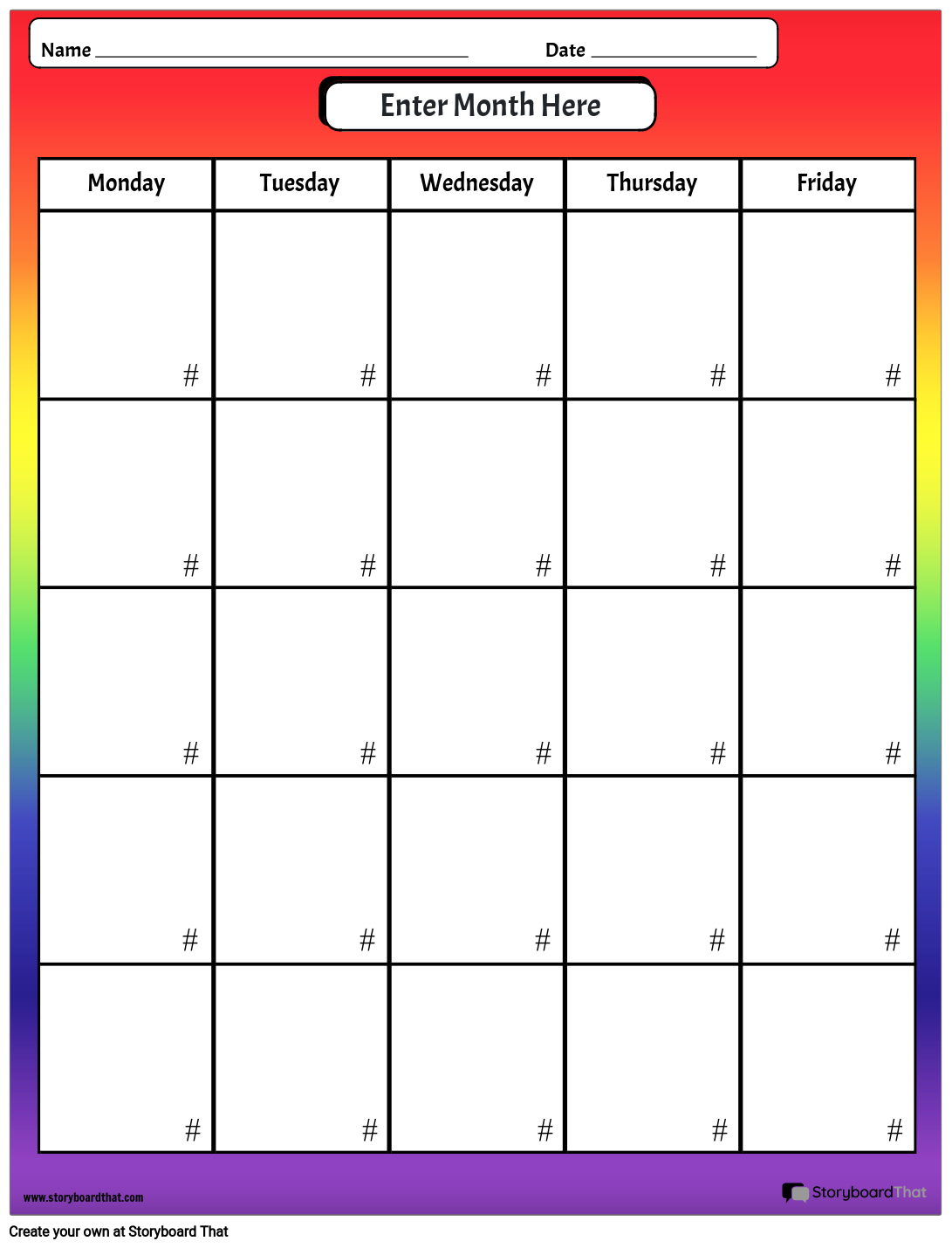 create printable calendars with storyboard that in 2025
