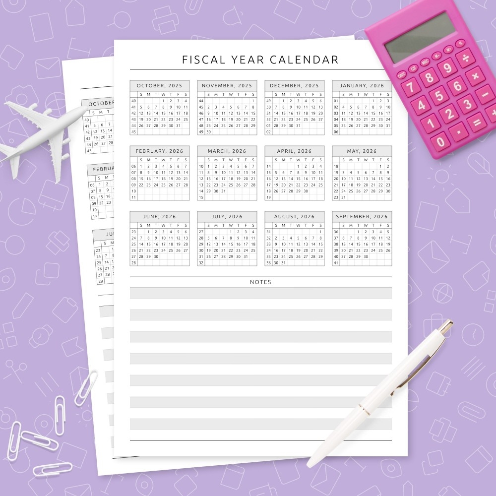 Custom Fiscal Year Calendar Template Template Printable PDF