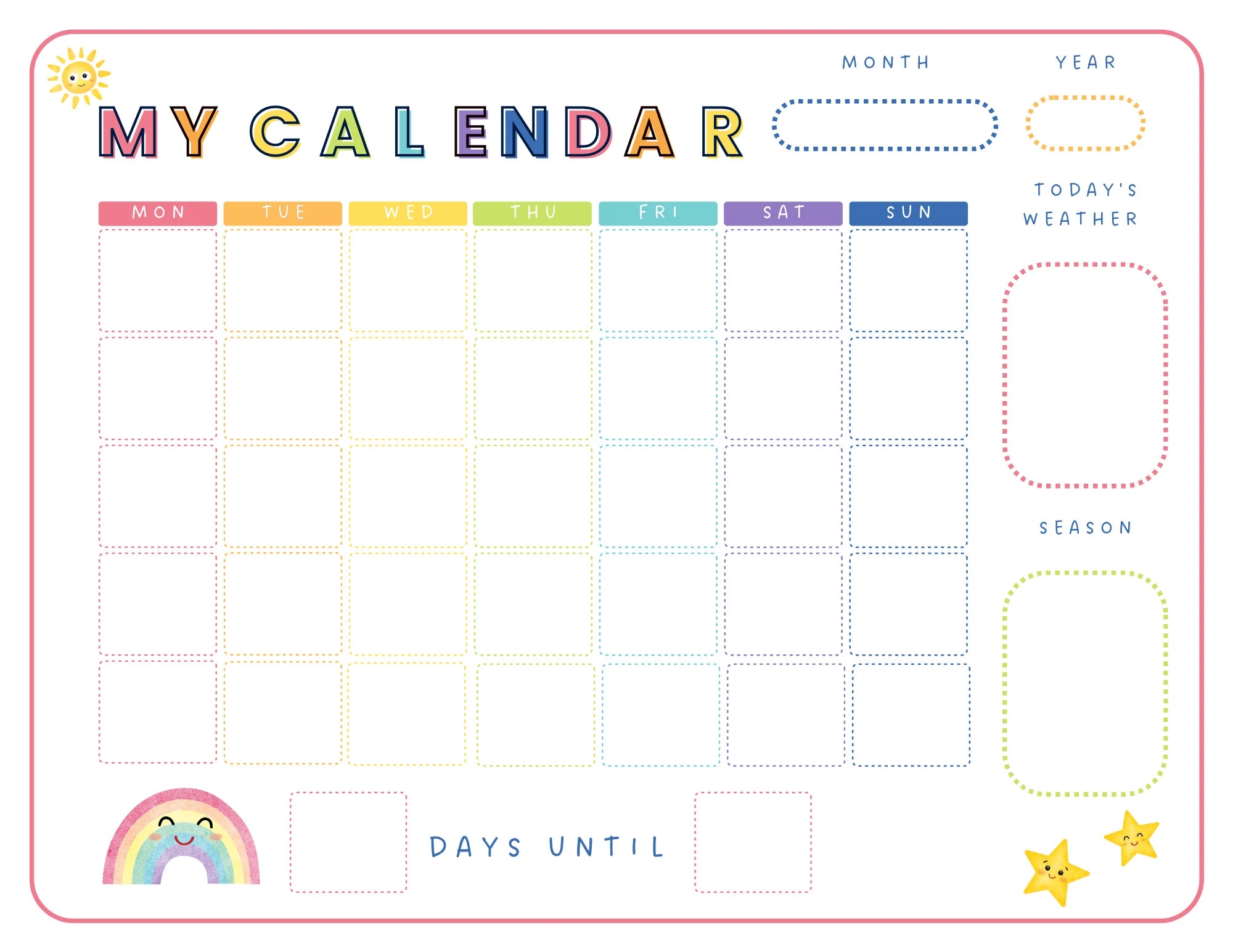 Daily Calendar Kids Perpetual Kids Calendar Calendar Kids Months Of The Year Printable Montessori Poster Child Calendar Printable Etsy