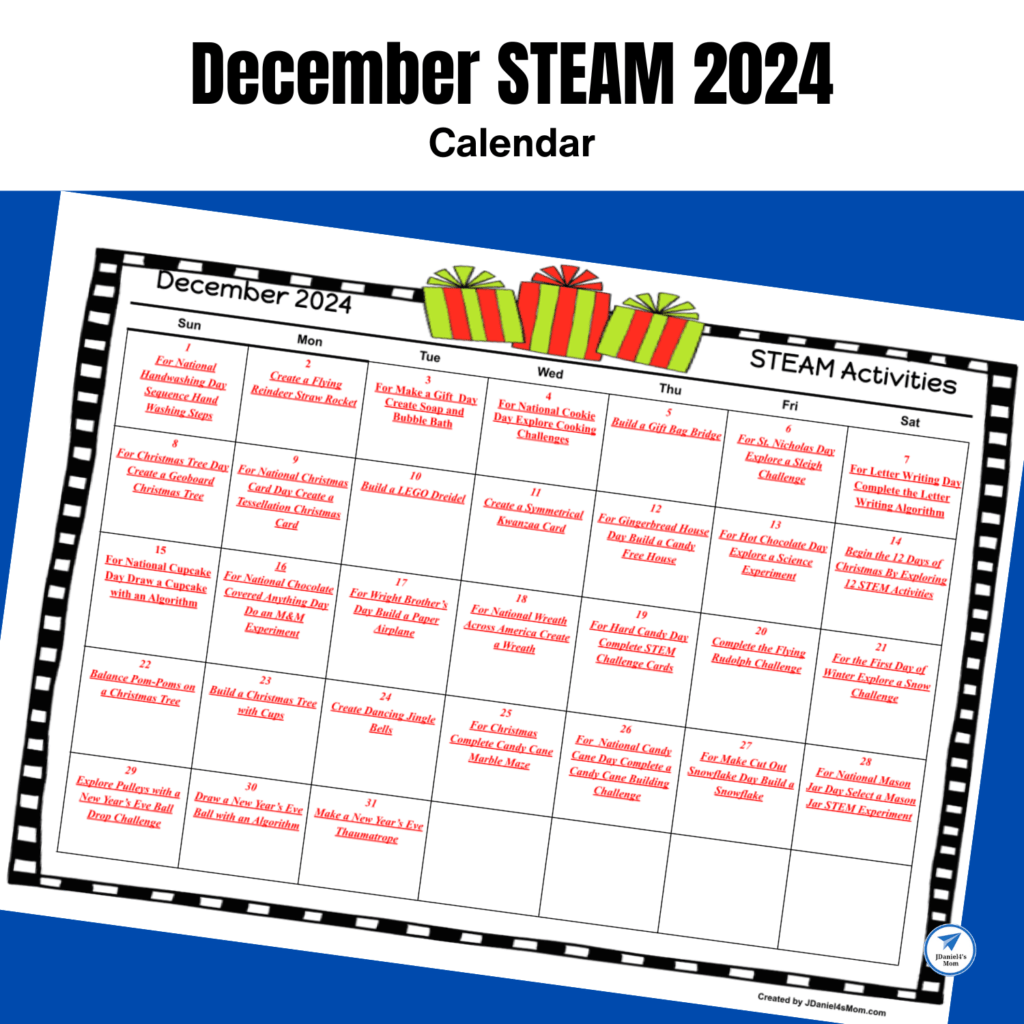 Printable December Calendar Activity