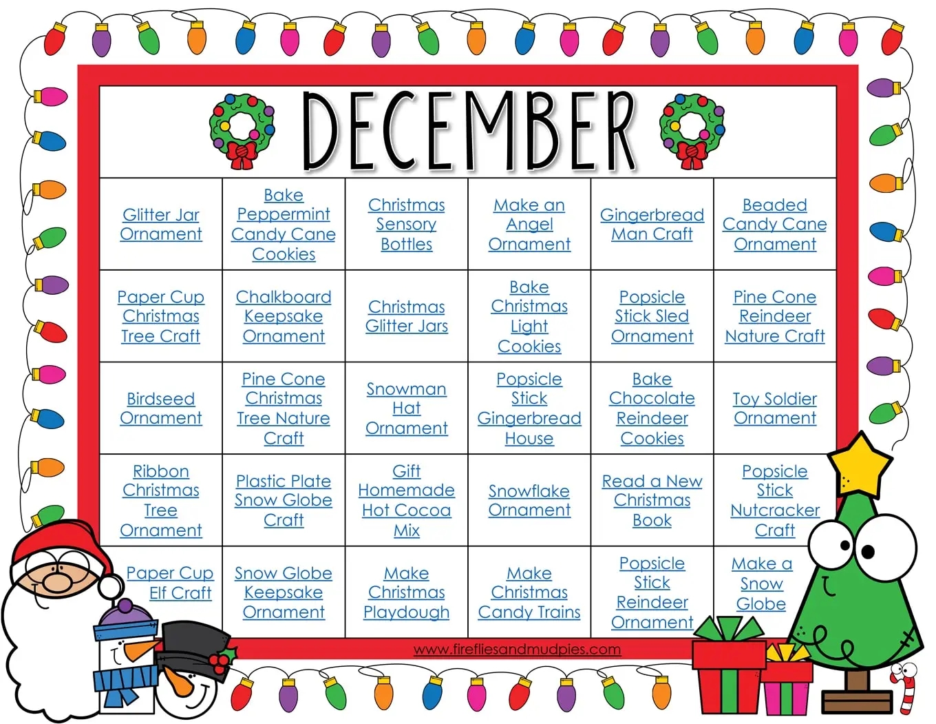 December Activities Fireflies And Mud Pies