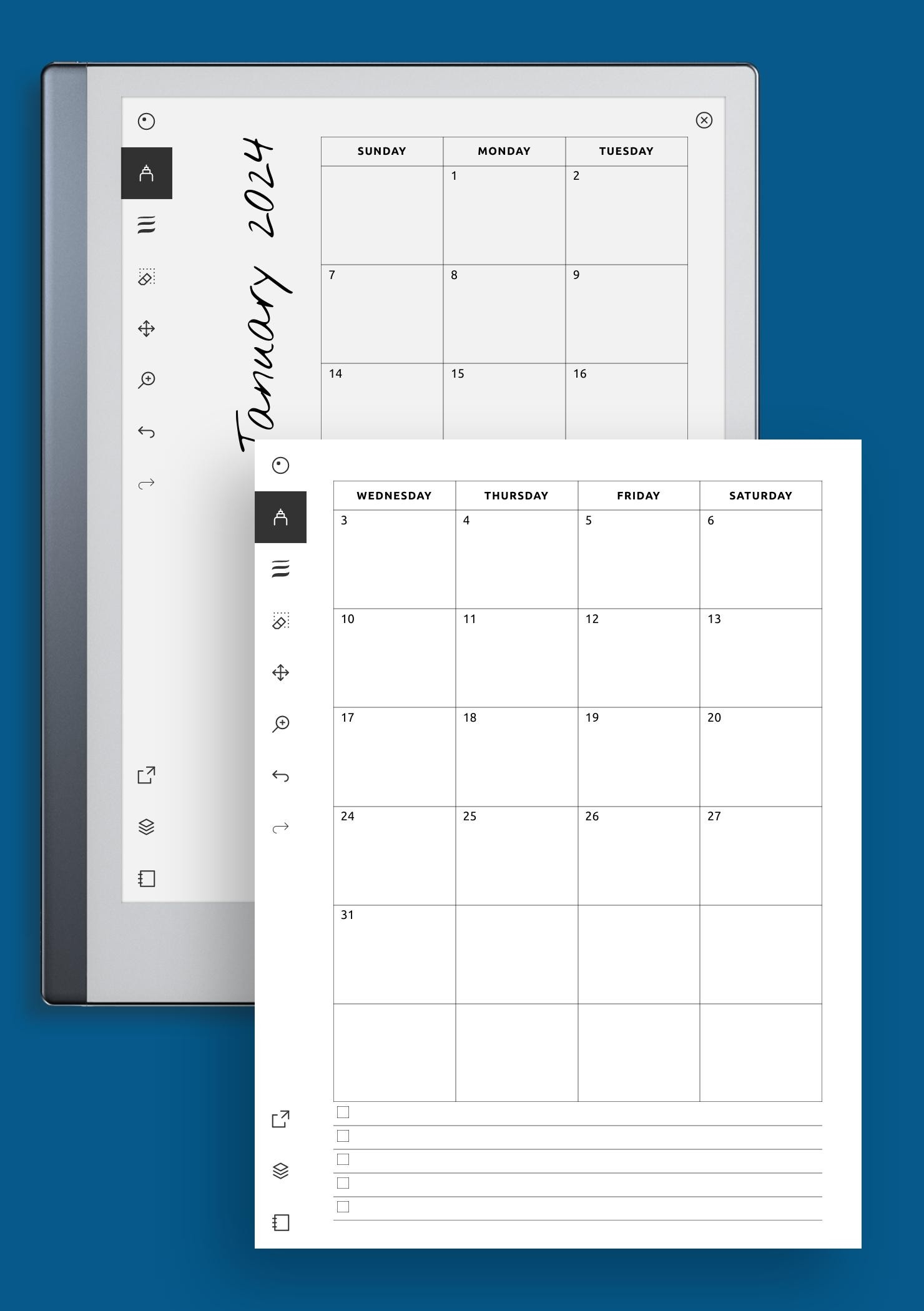 Printable Big Print Lined Calendar