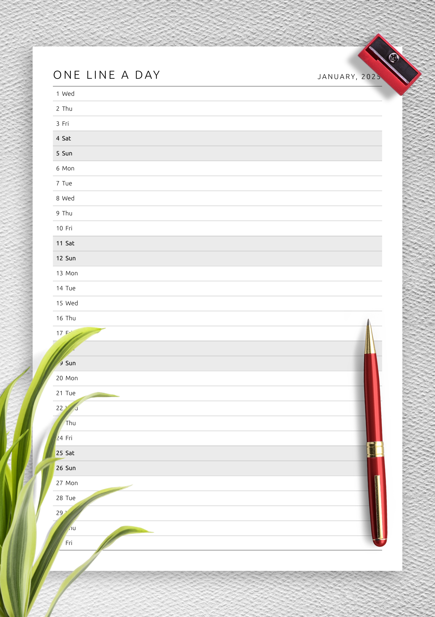 Monthly Calendar With Lines Printable