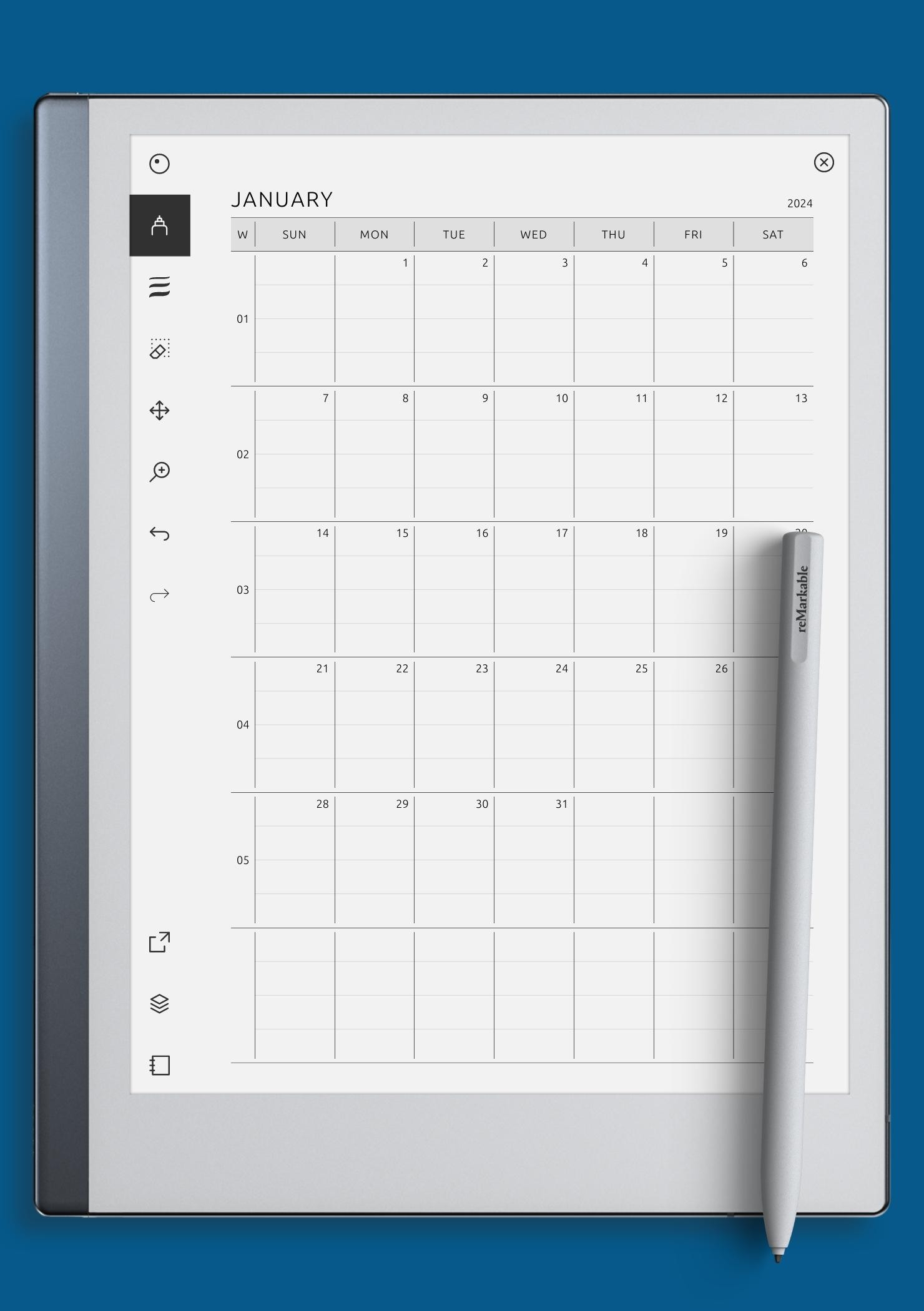 Download Printable One Page Lined Monthly Calendar PDF
