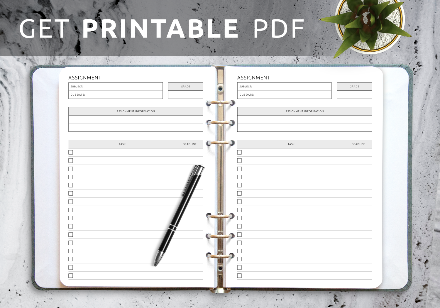 download printable student assignment tracker pdf