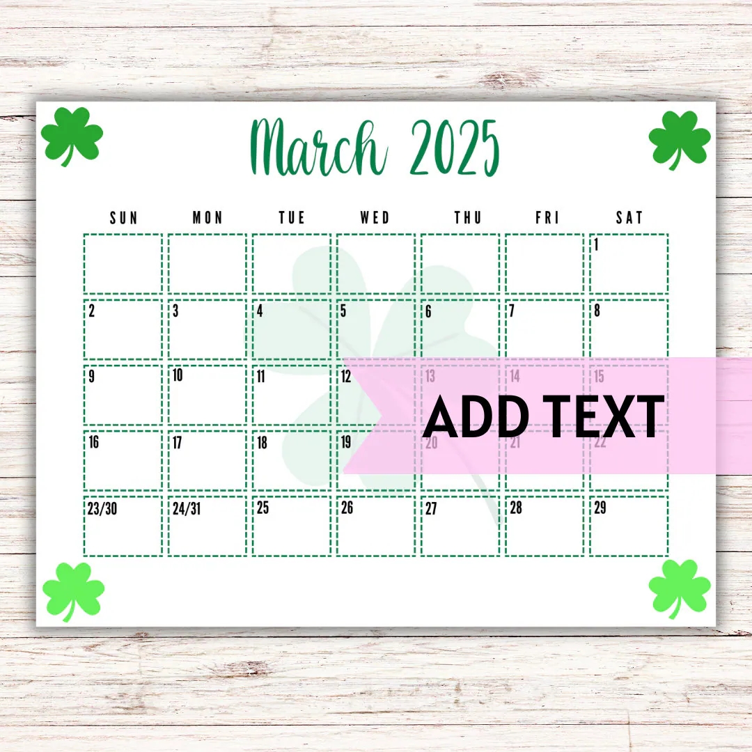 EDITABLE Printable March 2025 Calendar Cute St Patrick s Day Calendar W Shamrocks Monthly March 2024 Calendar Classroom Calendar Etsy