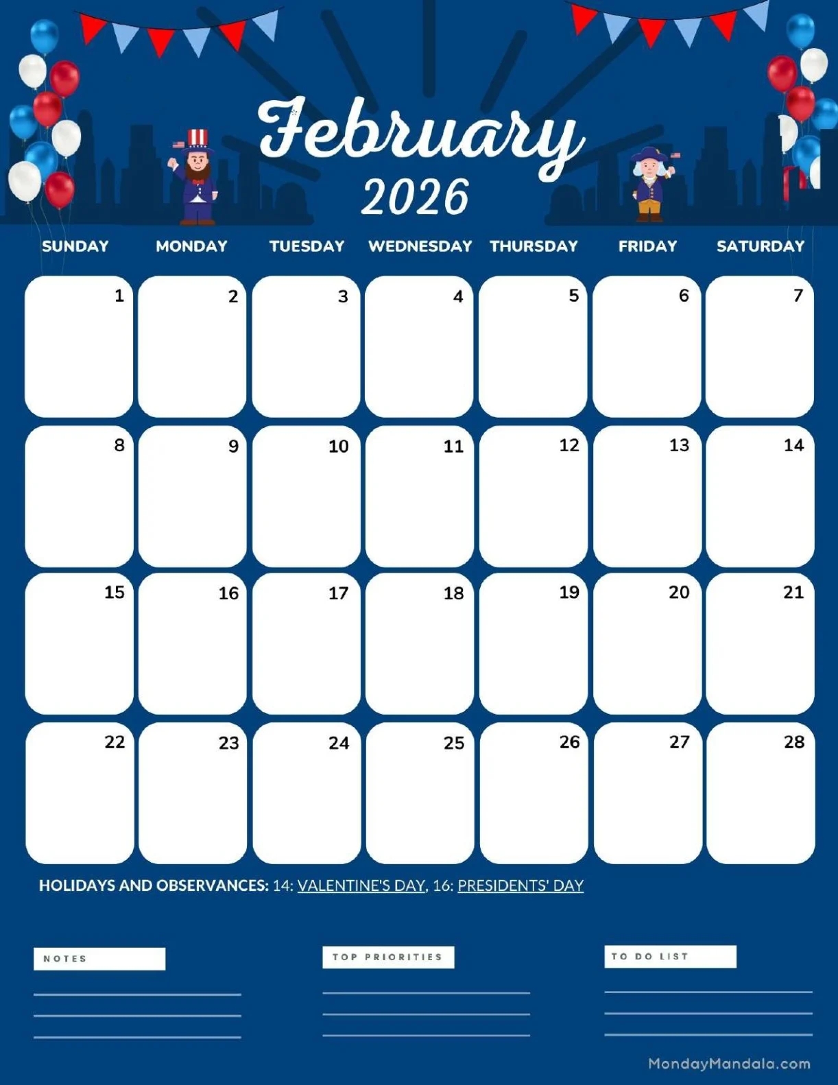 February 2026 Calendars Free PDF Printables 