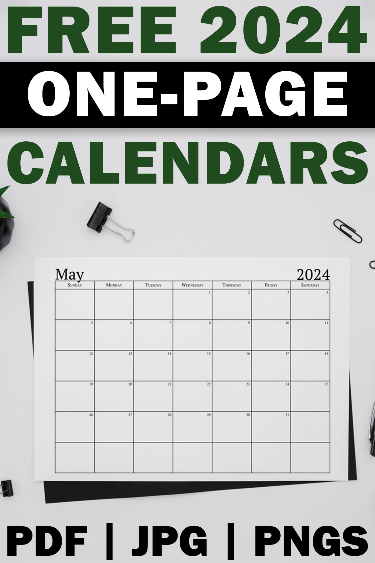 Free 2024 printable calendar one page 7 Mom Envy