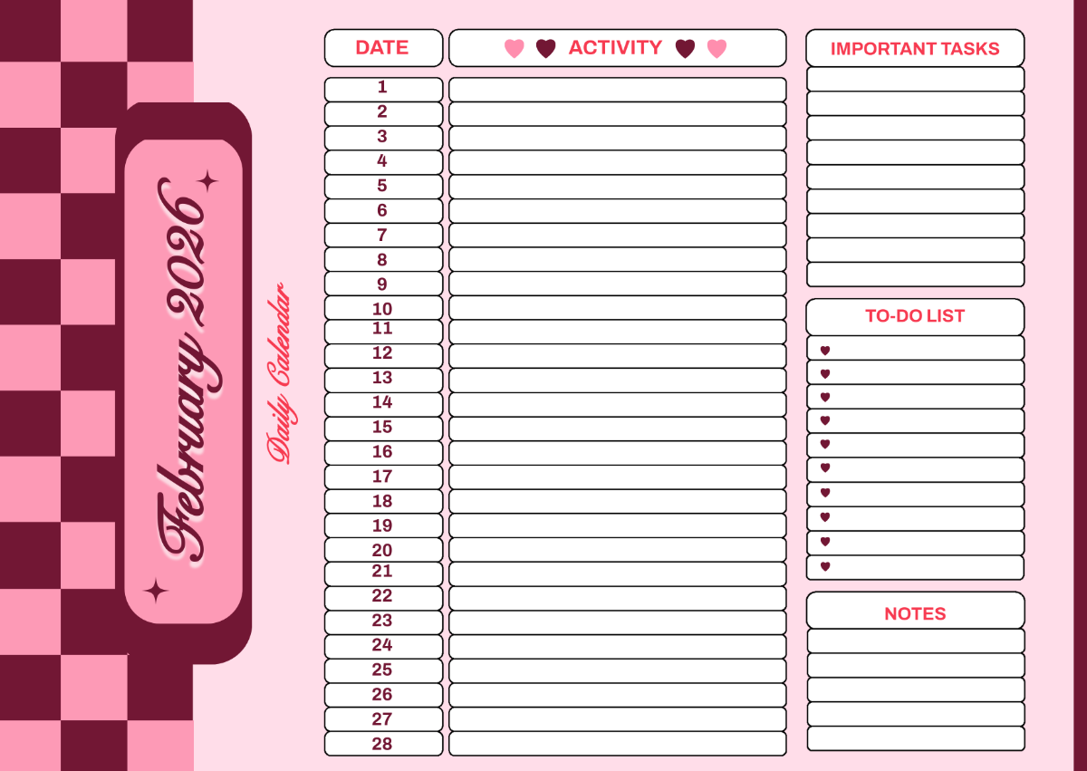 Free 2026 Monthly Calendar Template To Edit Online