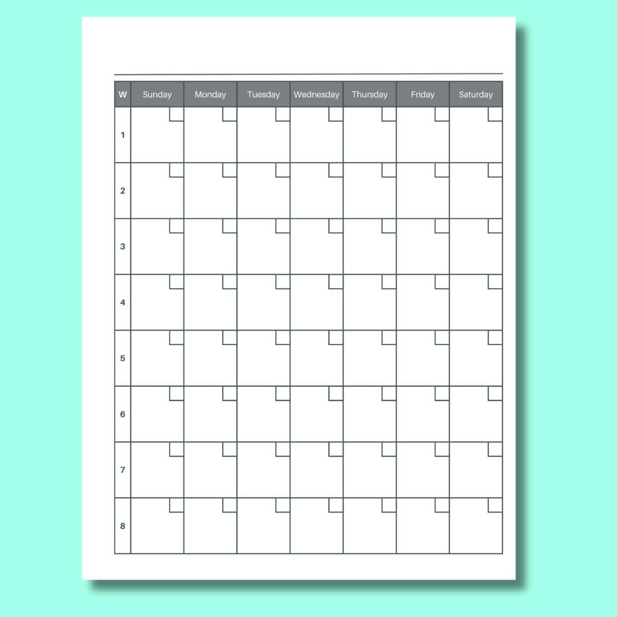 Free 8 Week Calendar Printable
