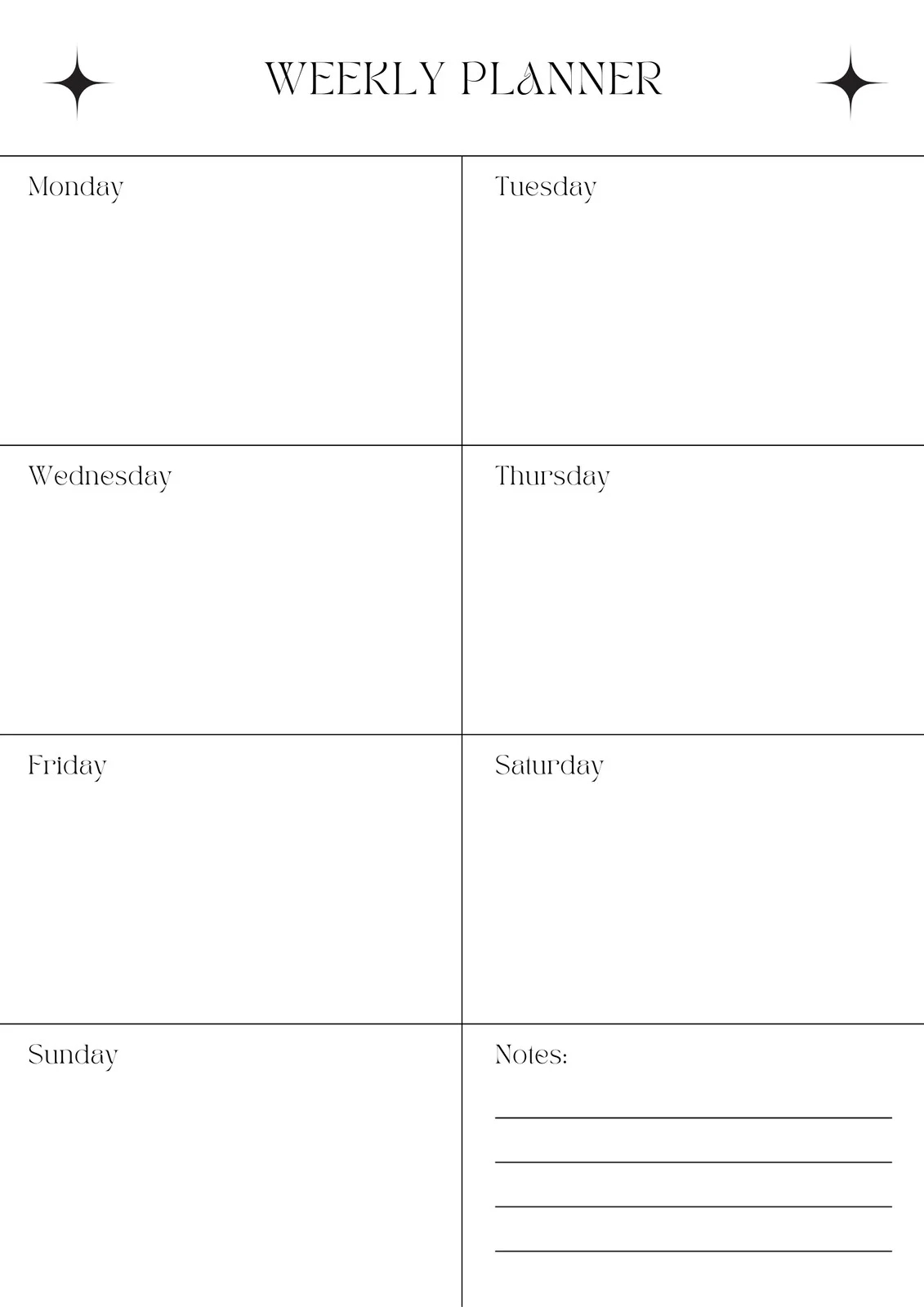 Weekly Calendar Printables