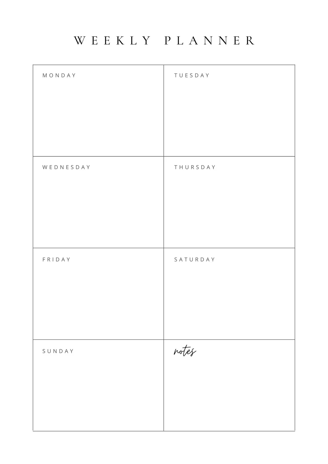 Blank Weekly Calendar Printable Free