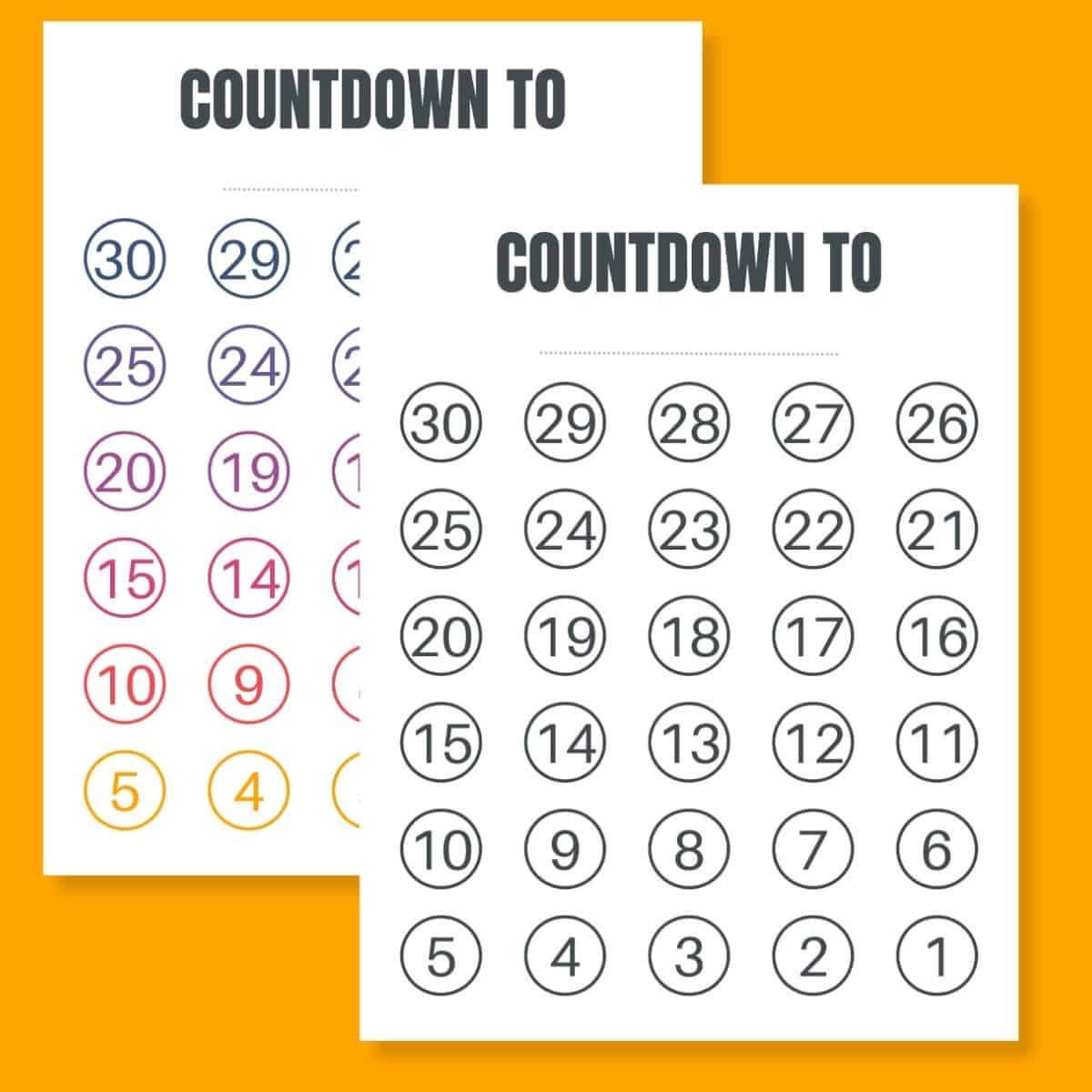 FREE Blank Countdown Calendar Printable
