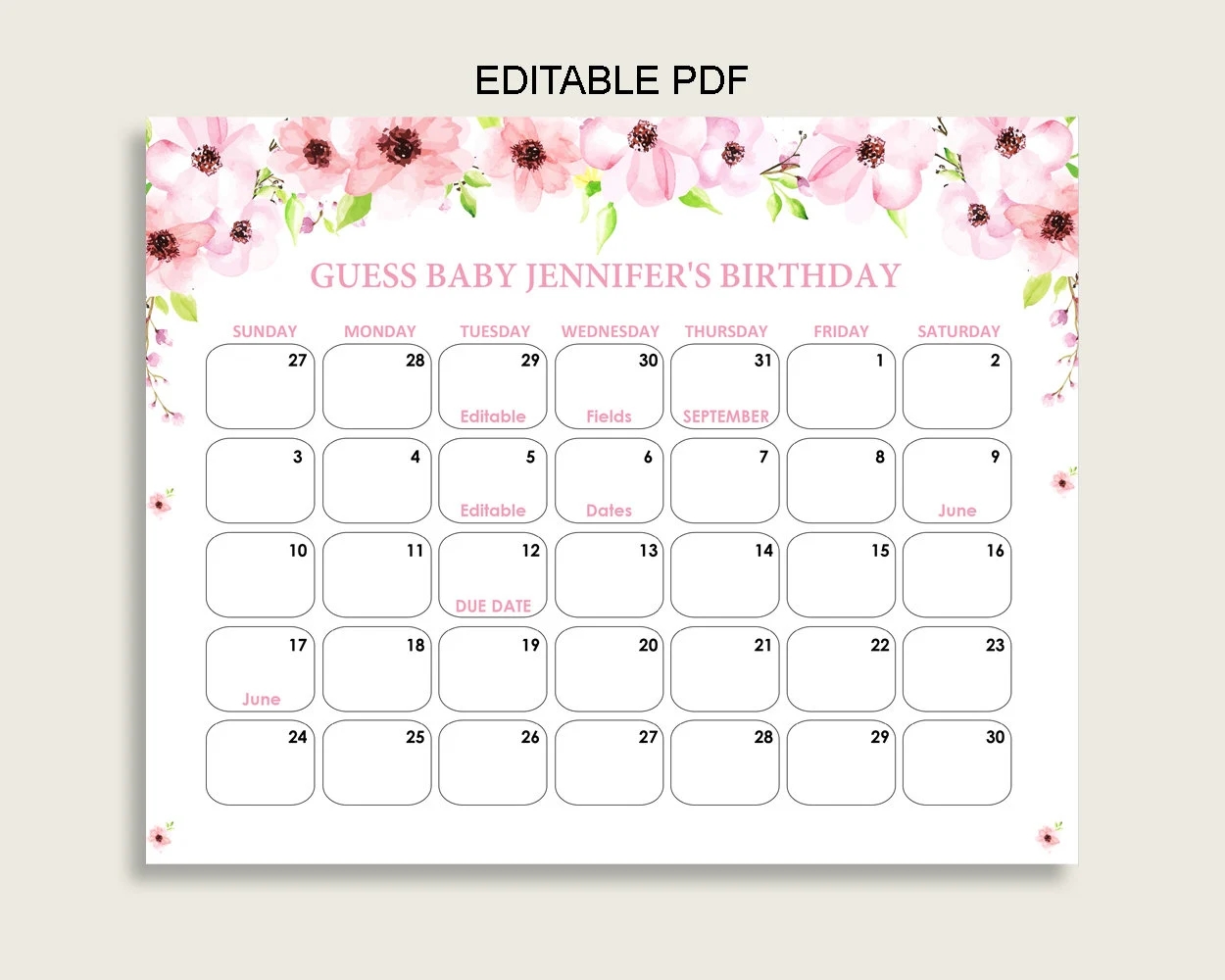 free guess baby due date calendar template sales