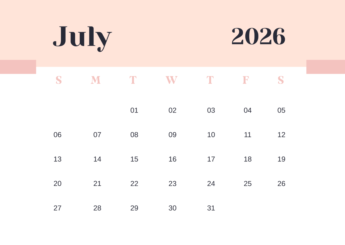 Free July 2025 Calendar Templates Editable And Printable