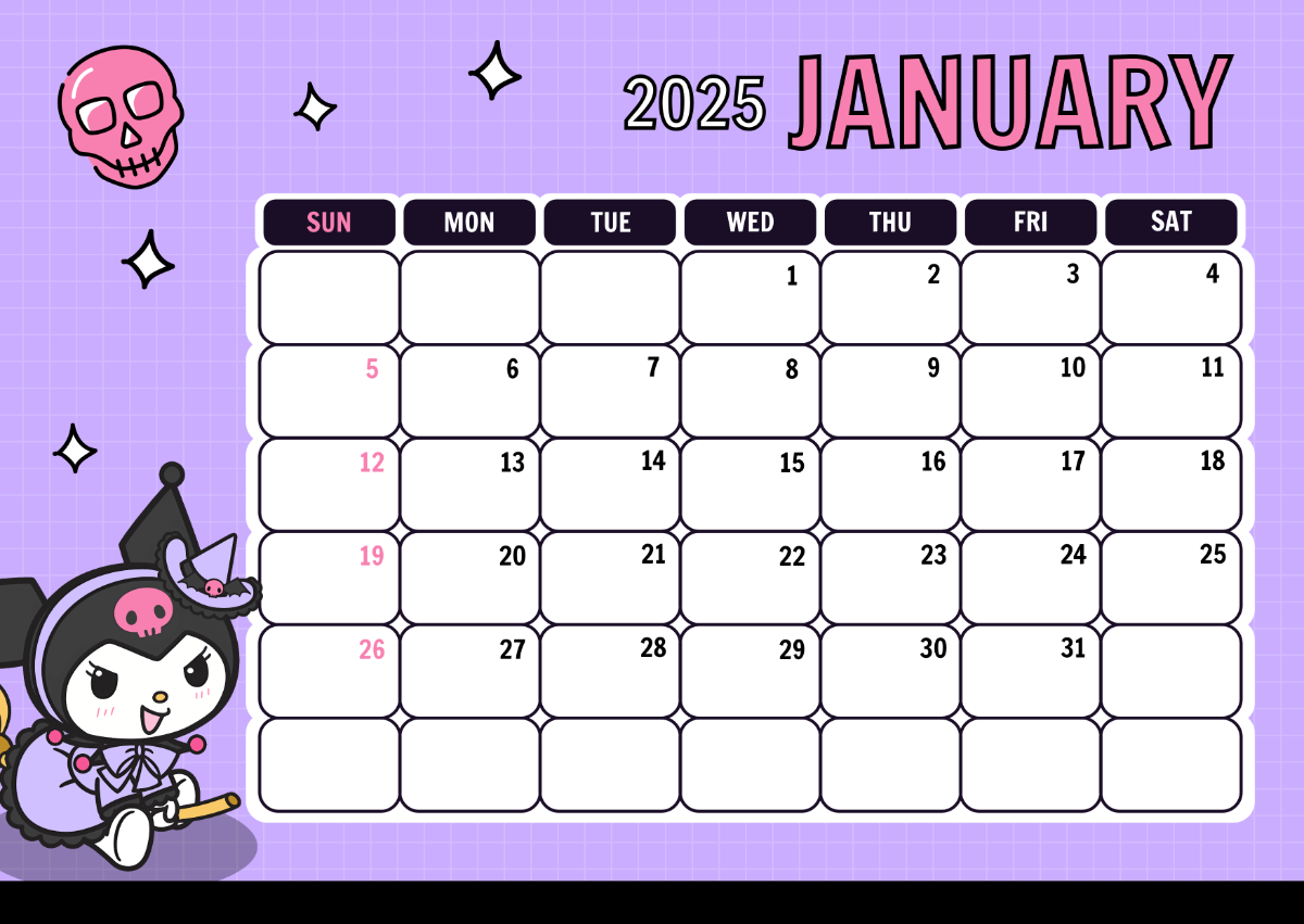 2025 Banner Calendar Printable