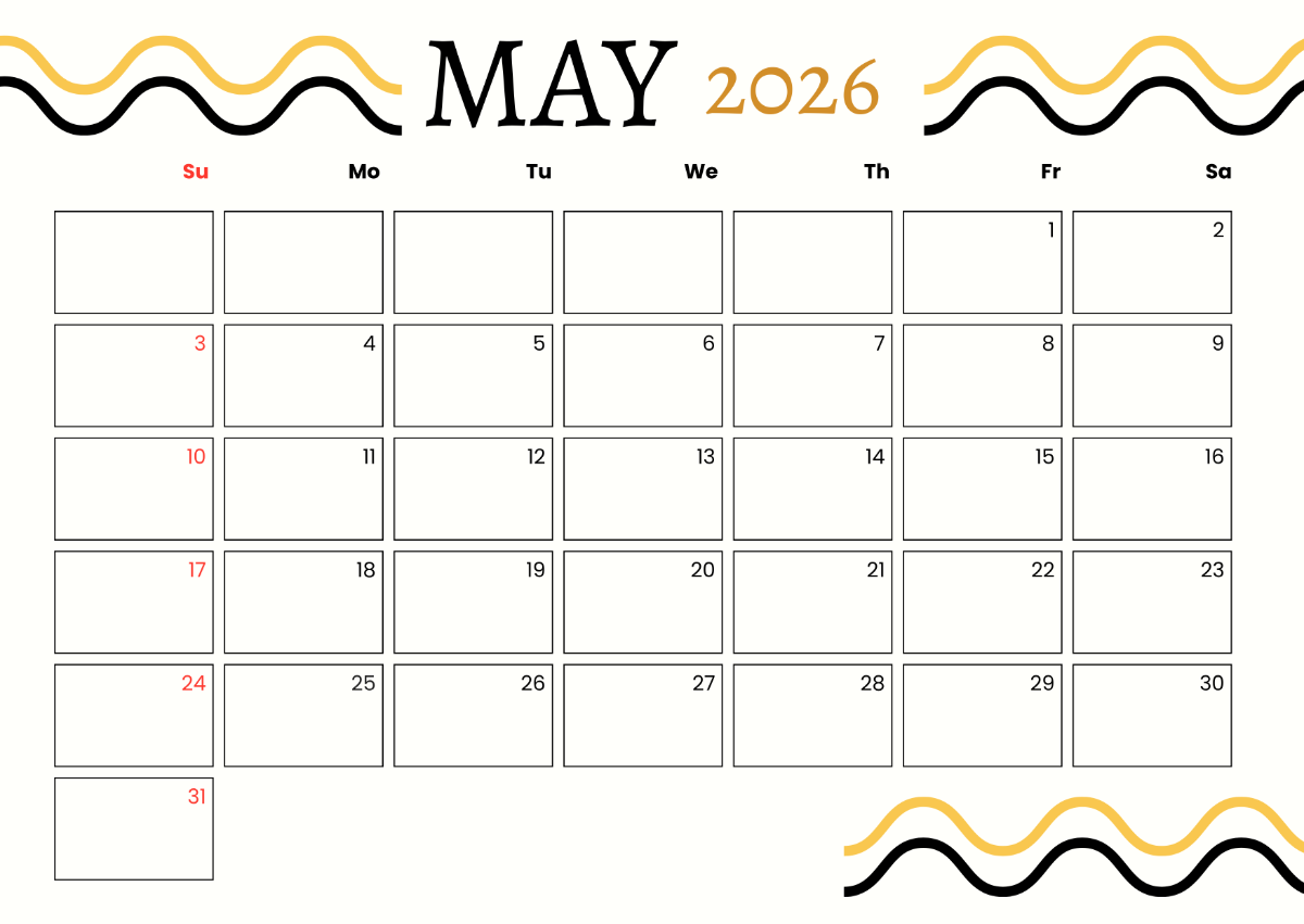free may 2026 calendar templates to edit online