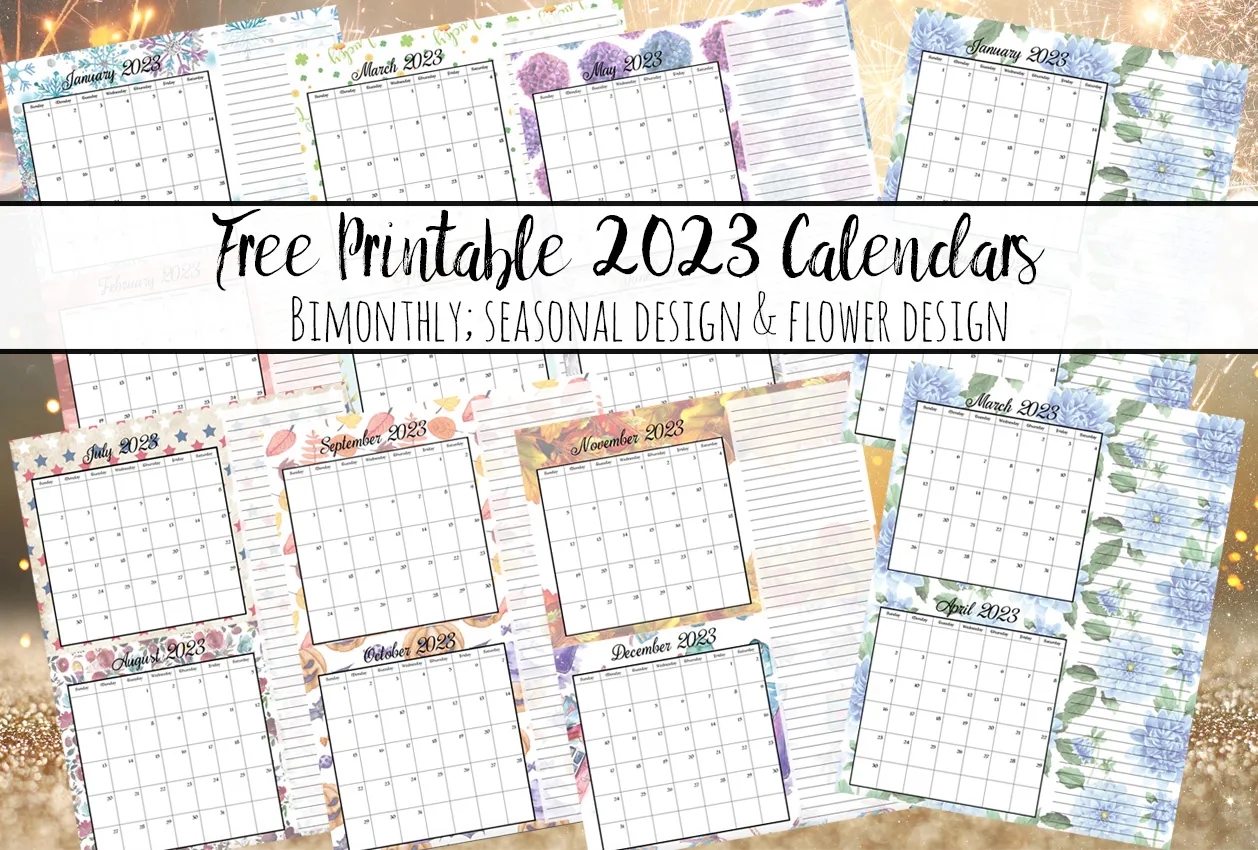 Free Printable 2023 Bimonthly Calendars 2 Designs Free Printable 2023 Bimonthly Calendars 2 Designs