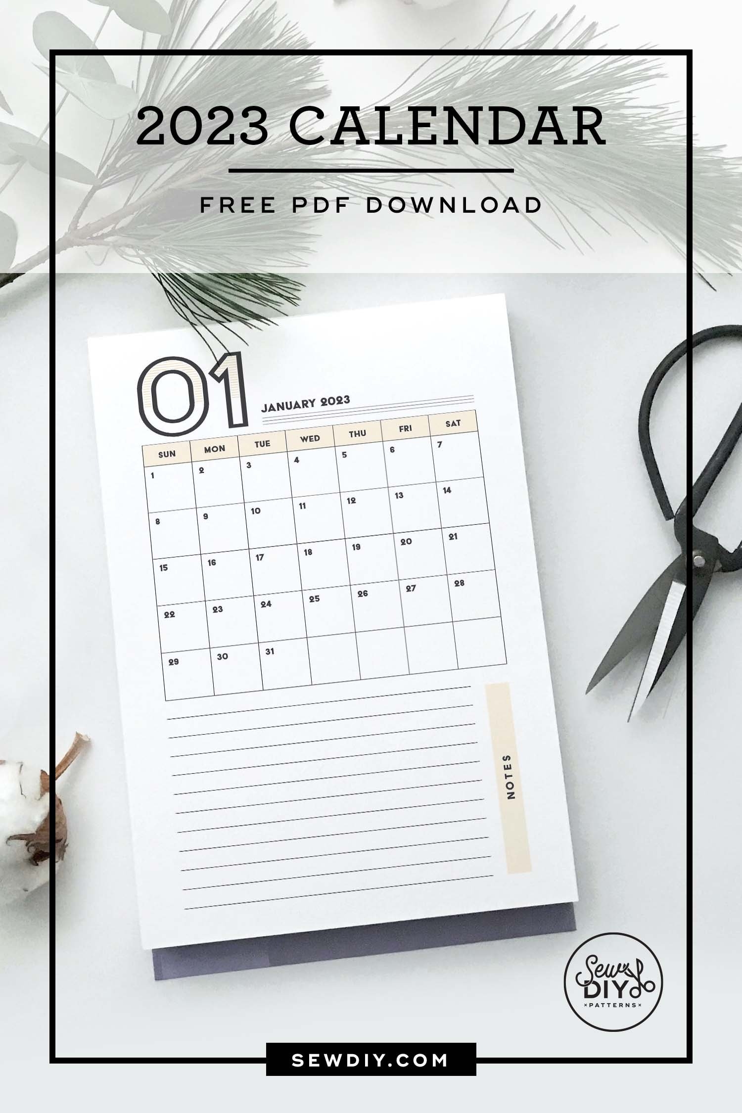 free printable 2023 monthly calendar sew diy free printable 2023 monthly calendar sew diy