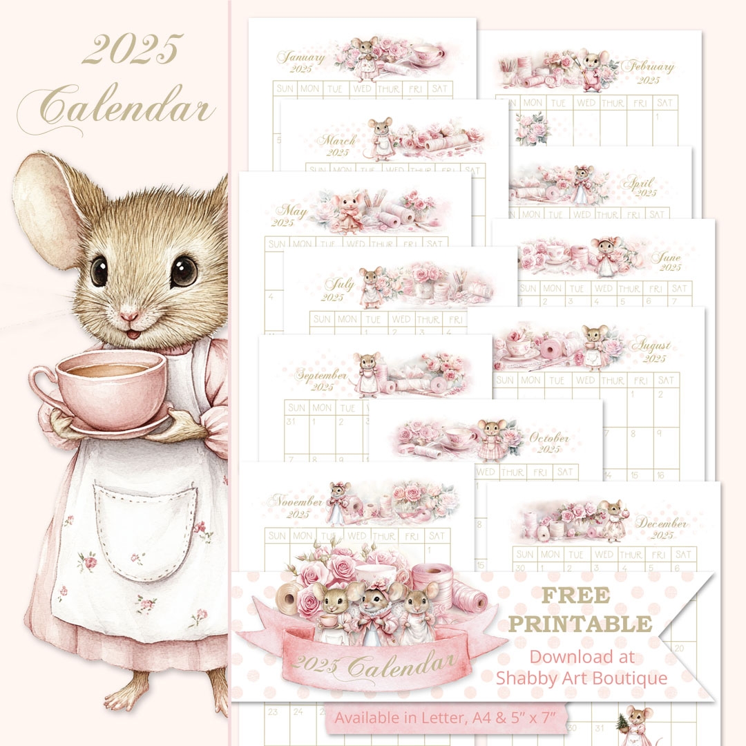 Free Printable 2025 Calendar Shabby Art Boutique
