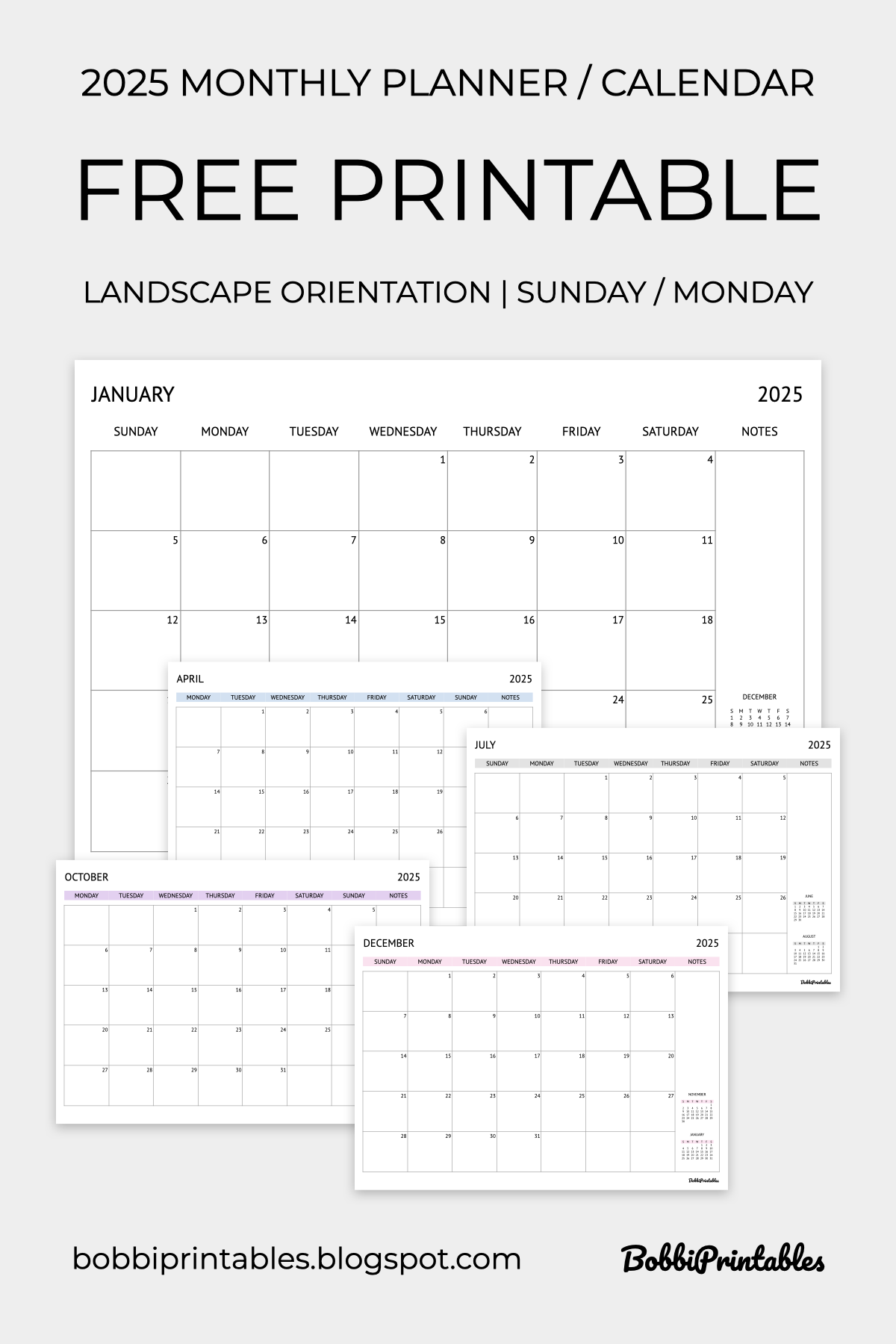 Printable Monthly Calendar Monday To Sunday 2025 Free