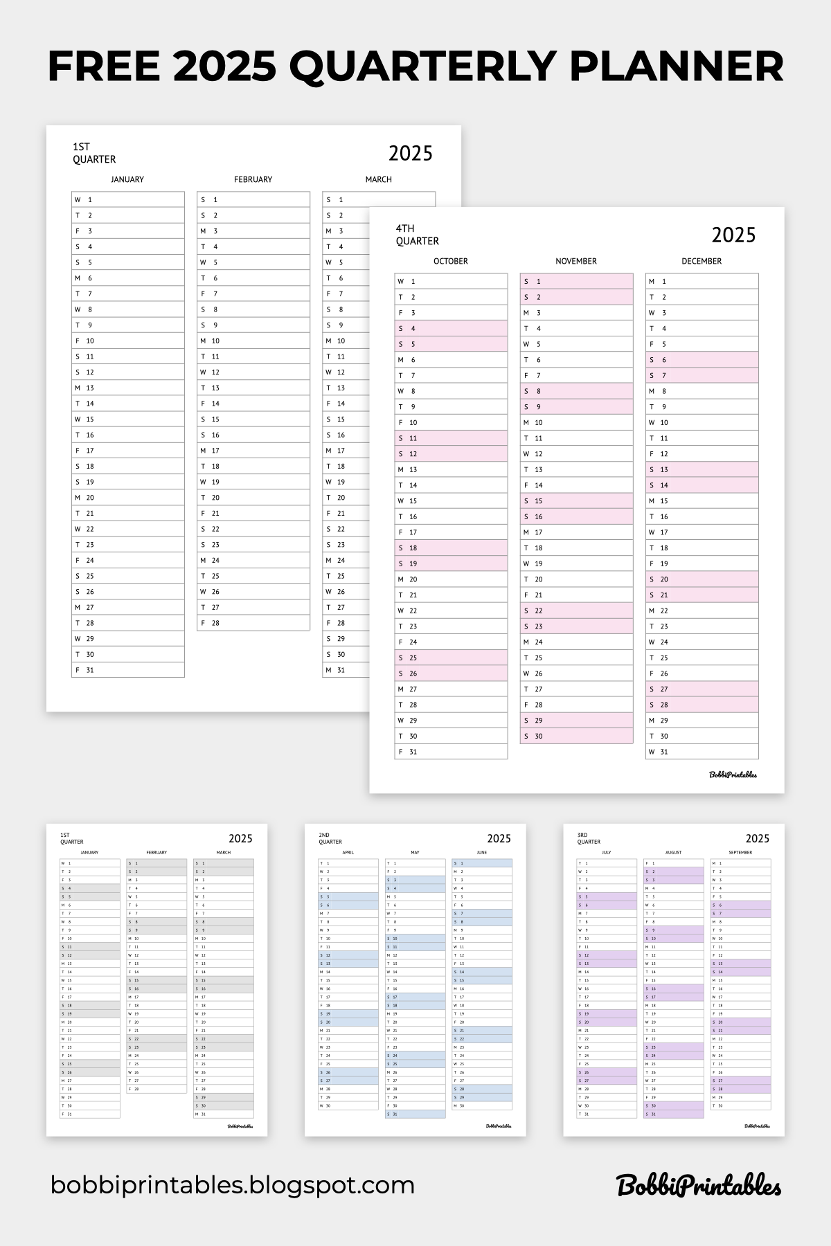 2025 Quarterly Calendar Printable 2025 Quarterly Calendar Printable