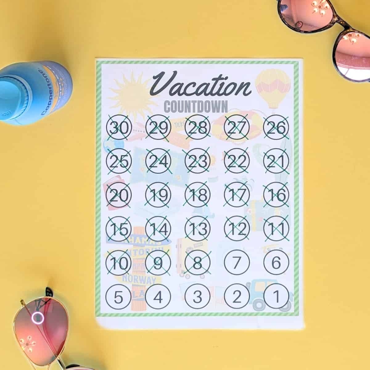 Free Printable 30 Day Vacation Countdown Calendar