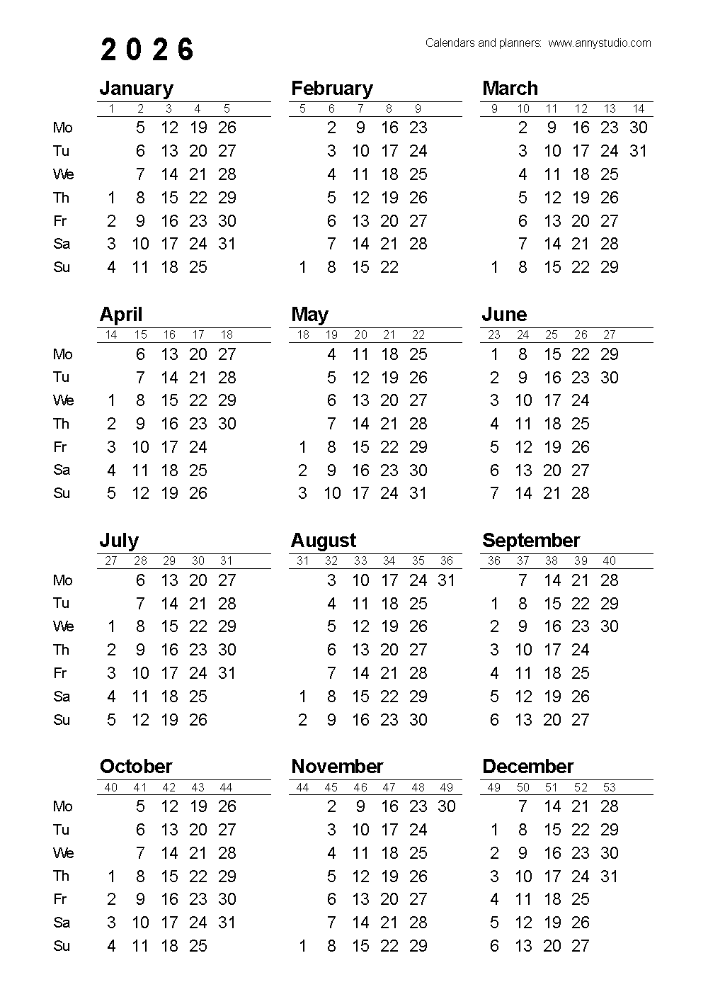 Year Printable 2025 Calendar