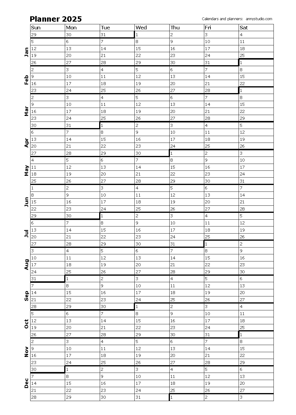 2025 2025 Calendar Overview Printable