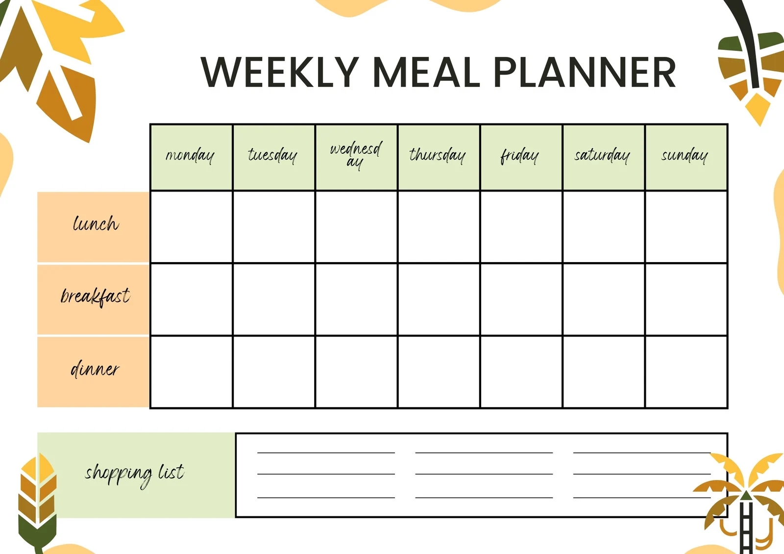 Printable Family Table Calendar Programs