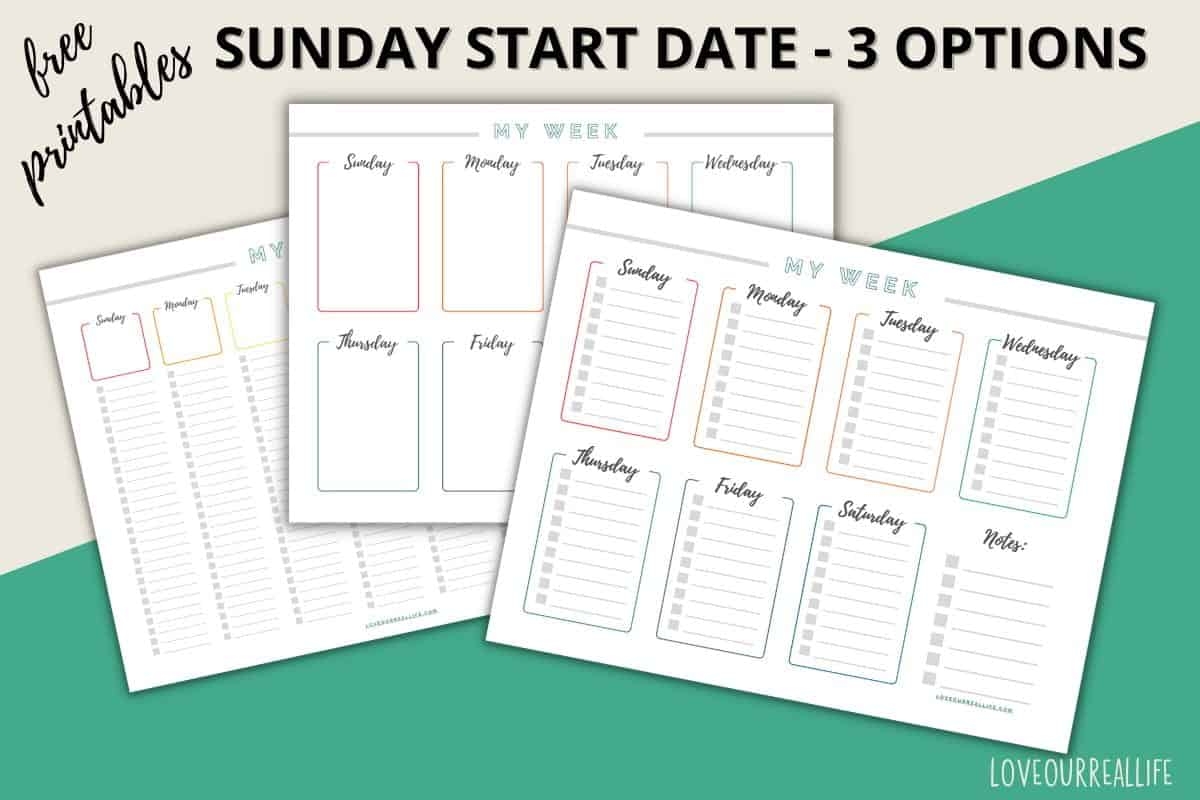 Days Of The Week For Calendar Free Printables