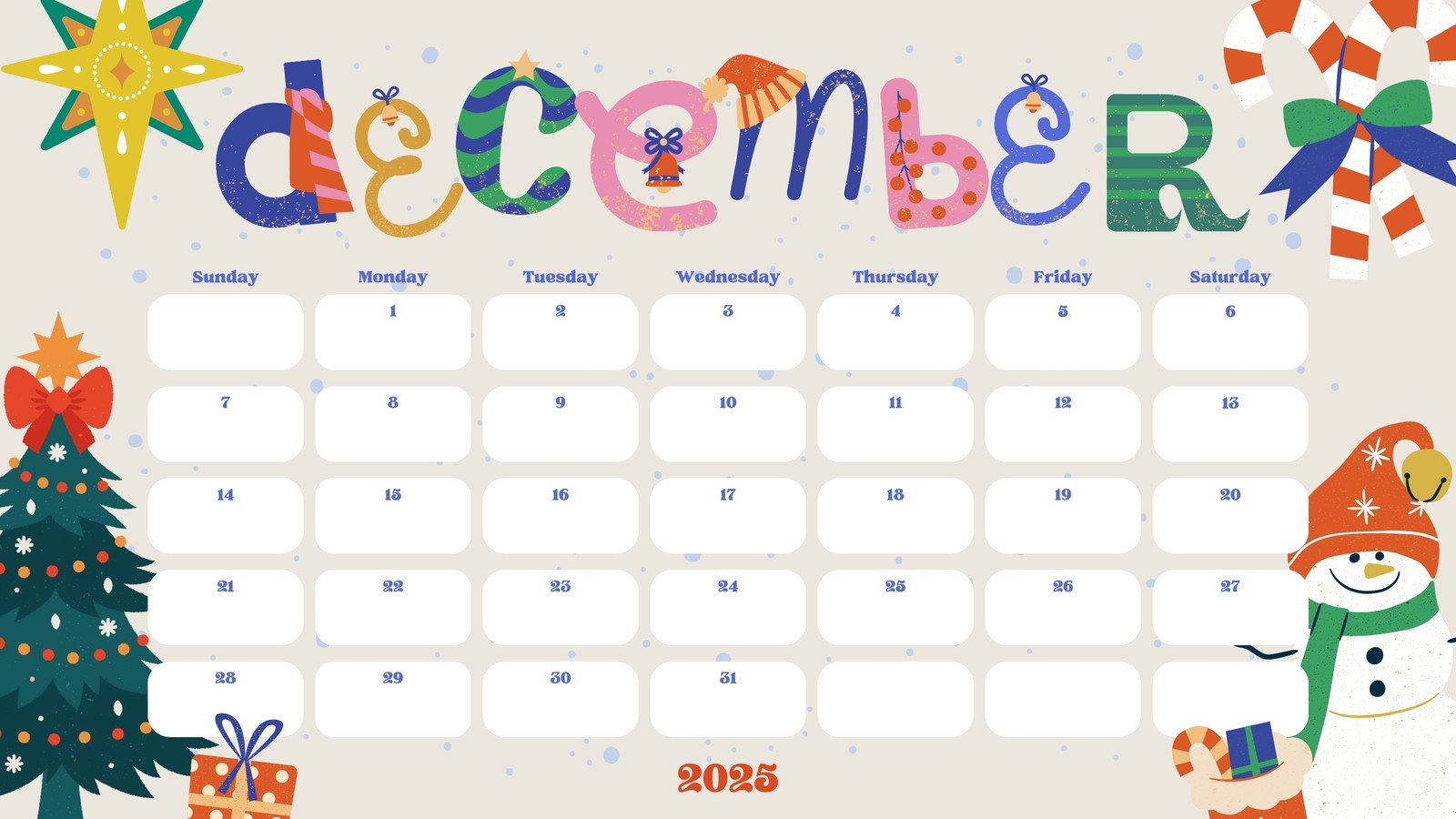 Advent Calendar 2025 Free Printable