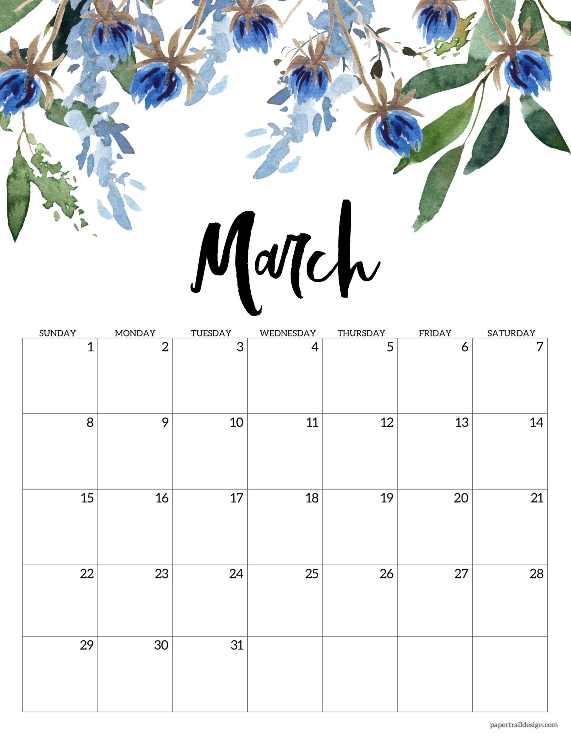 March 2026 Calendar Printable