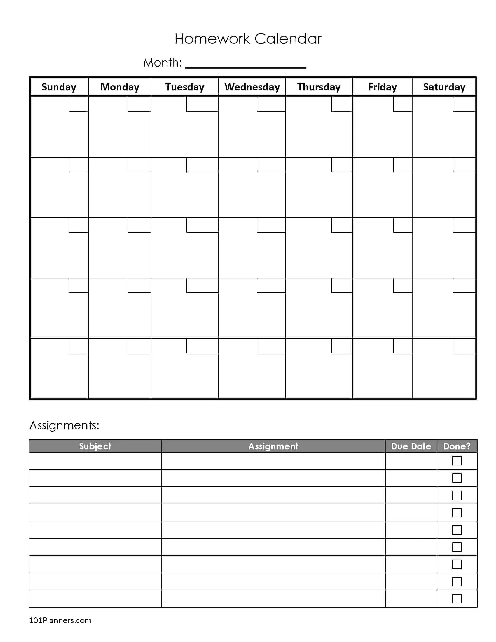 free printable homework planner template pdf word excel or jpg