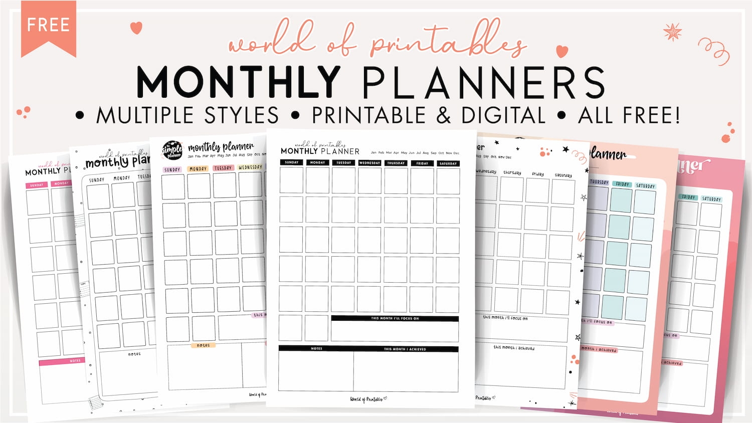 free printable monthly planners world of printables free printable monthly planners world of printables