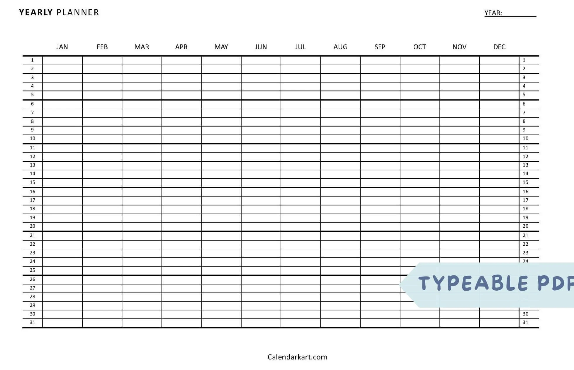 2025 Yearly Calendar Printable Pdf