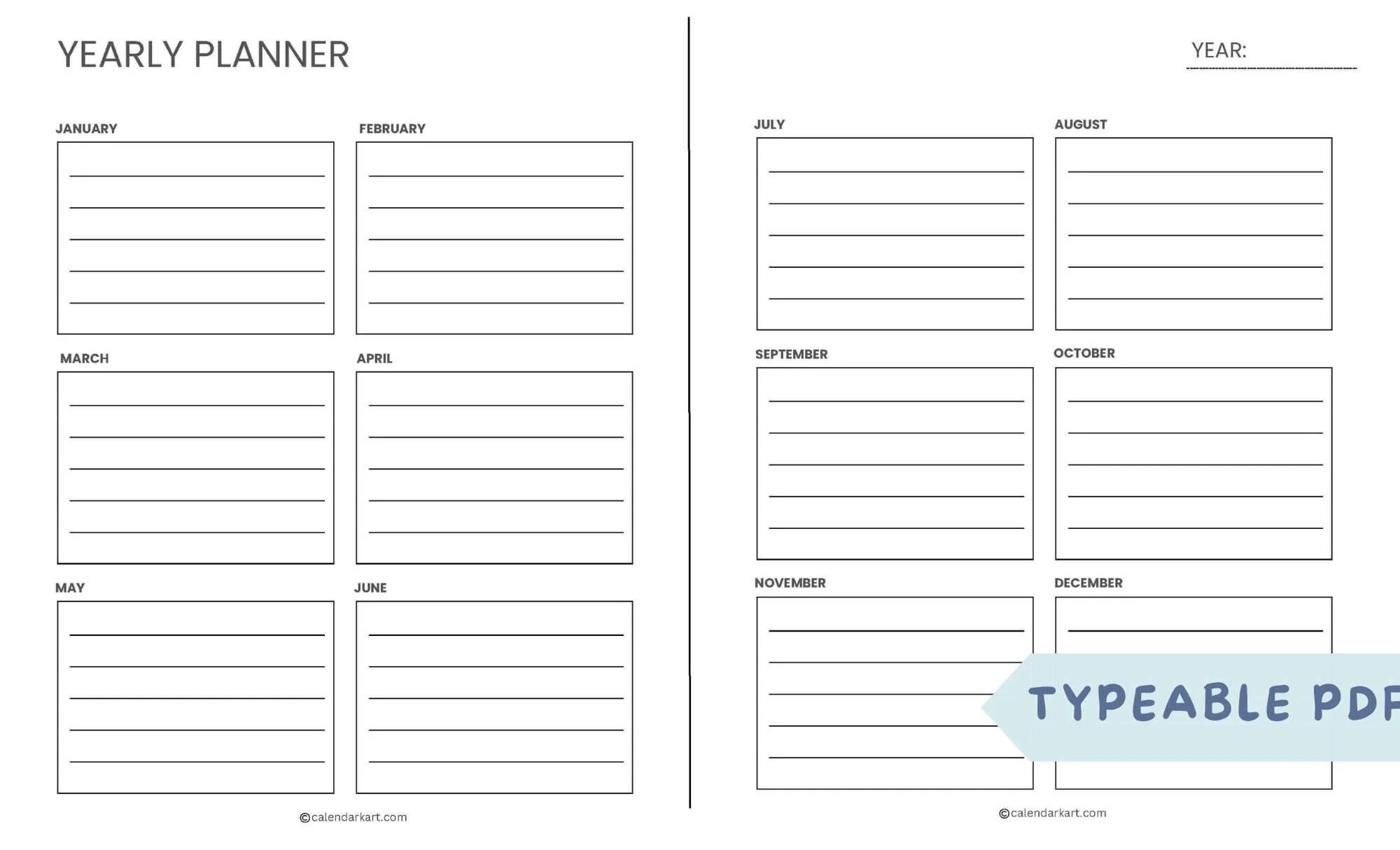 2025 Year At A Glance Calendar Printable