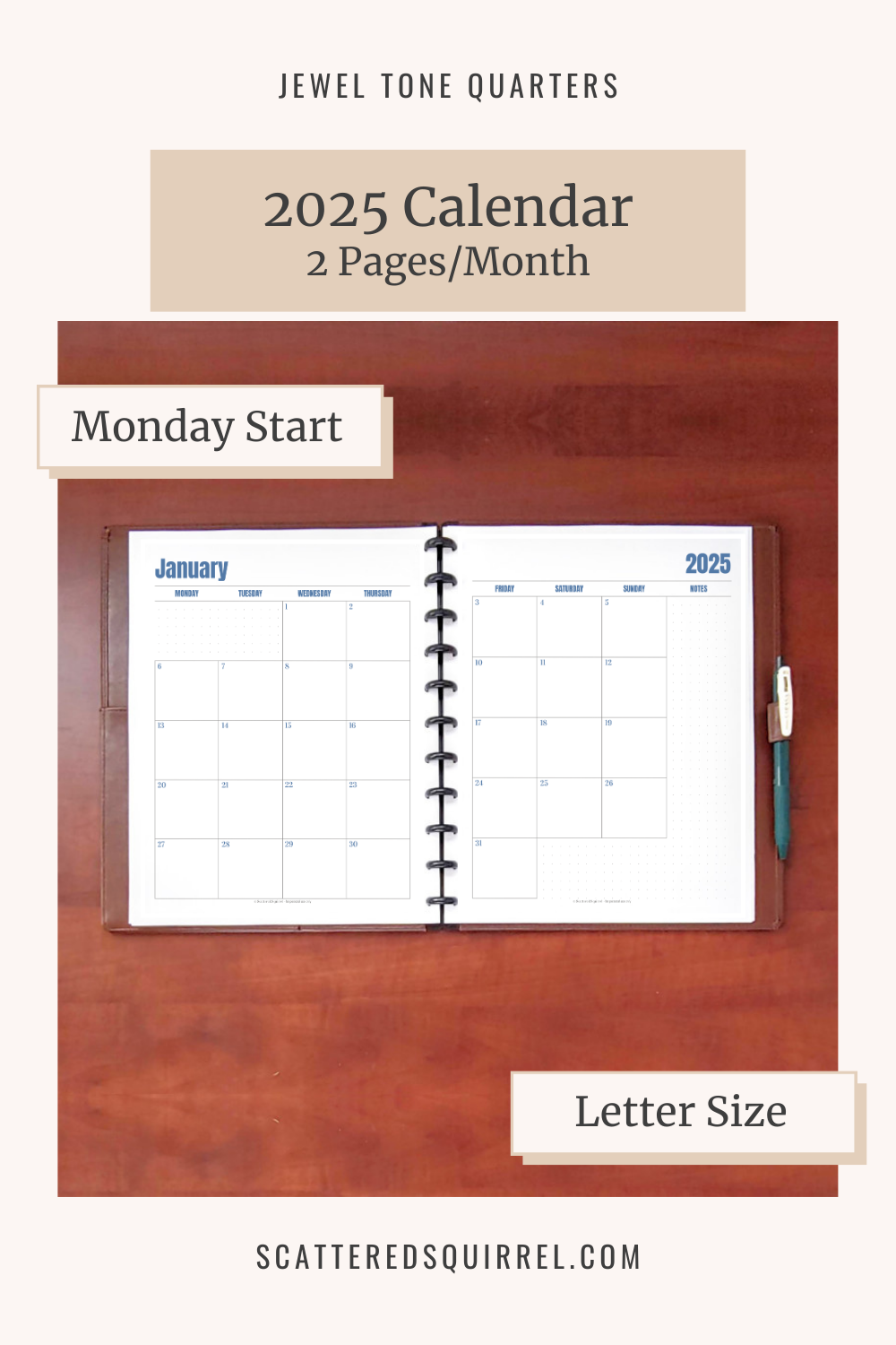 2 Page Calendar 2025 Printable